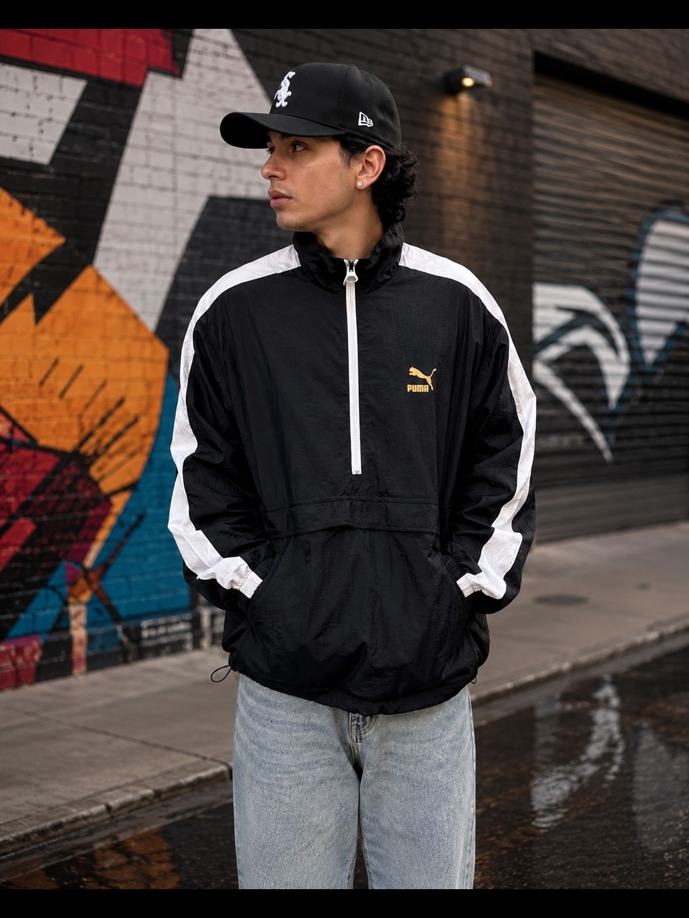 PUMA T7 BBoy Track Jacket Mens XL Black White Gold 574979-01